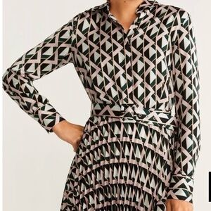 Mango Printed Geometric Shirt Dress - Size S